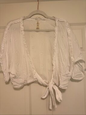 PQ Swim White Eyelet Tie-Front Beach Cover-Up